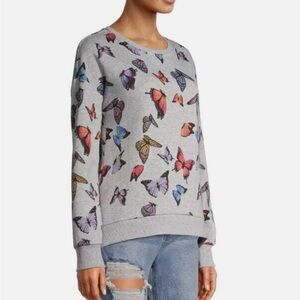 No Boundaries Gray Butterfly Print Sweatshirt Junior’s Size XXL VGUC